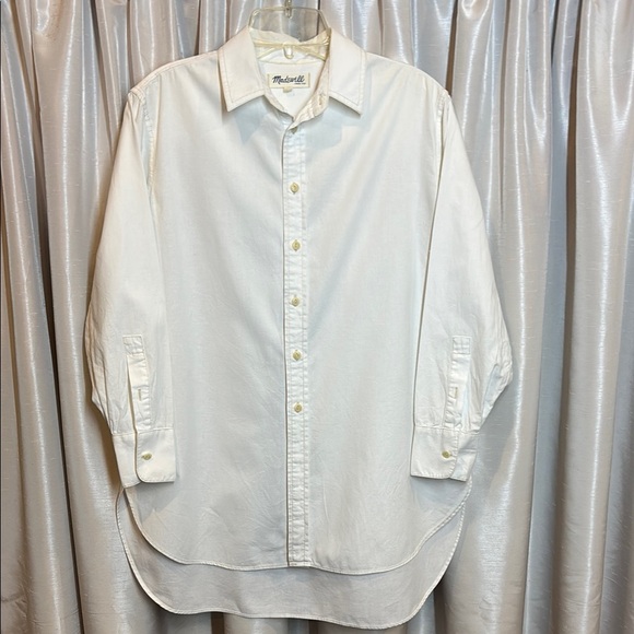 Madewell White Casual tunic Button Down Shirt, 100% cotton, Small, cover up - Picture 1 of 8